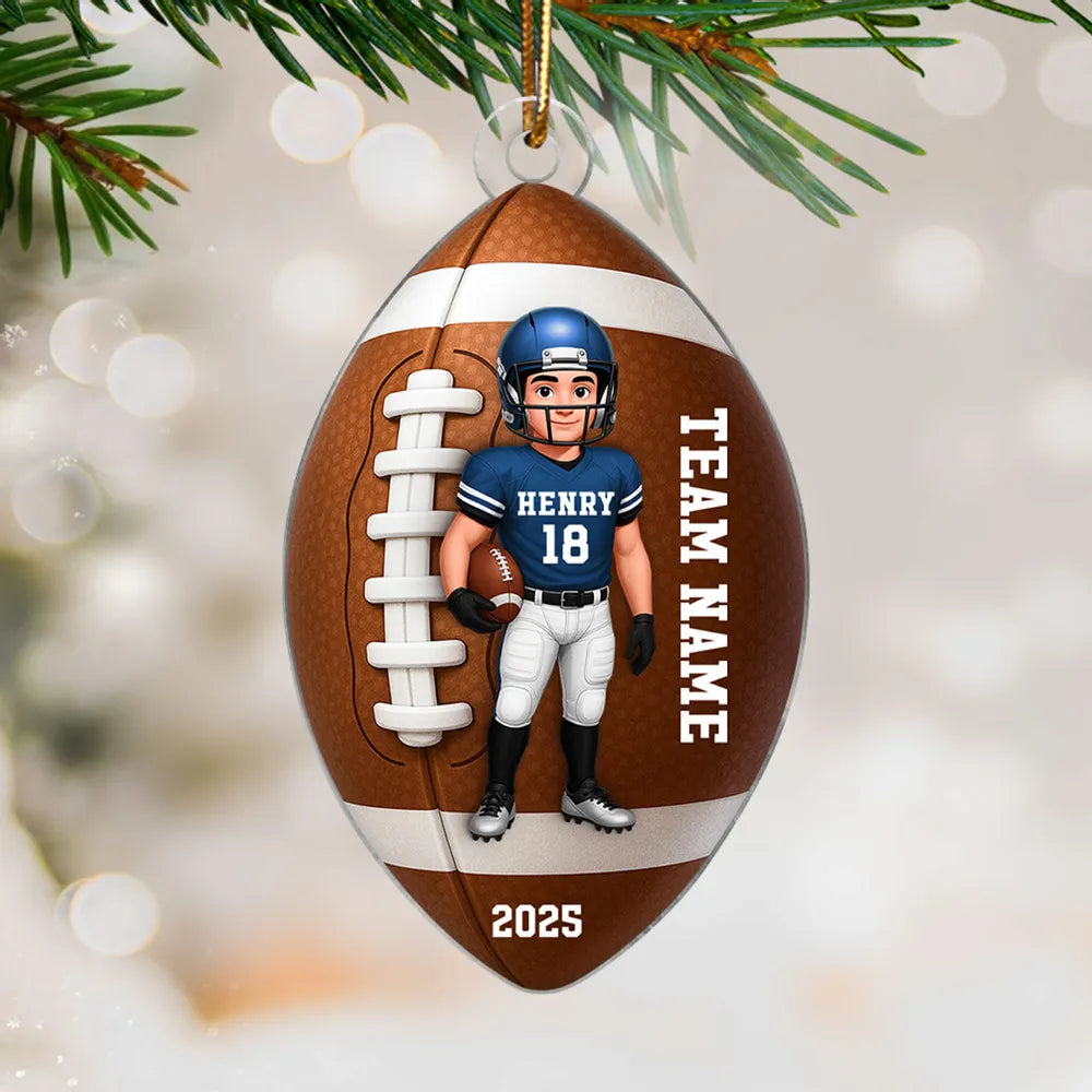 Personalized Football Ornament for Kids with Custom Name and Year - Christmas Tree Decoration Ornament MagicInPrints