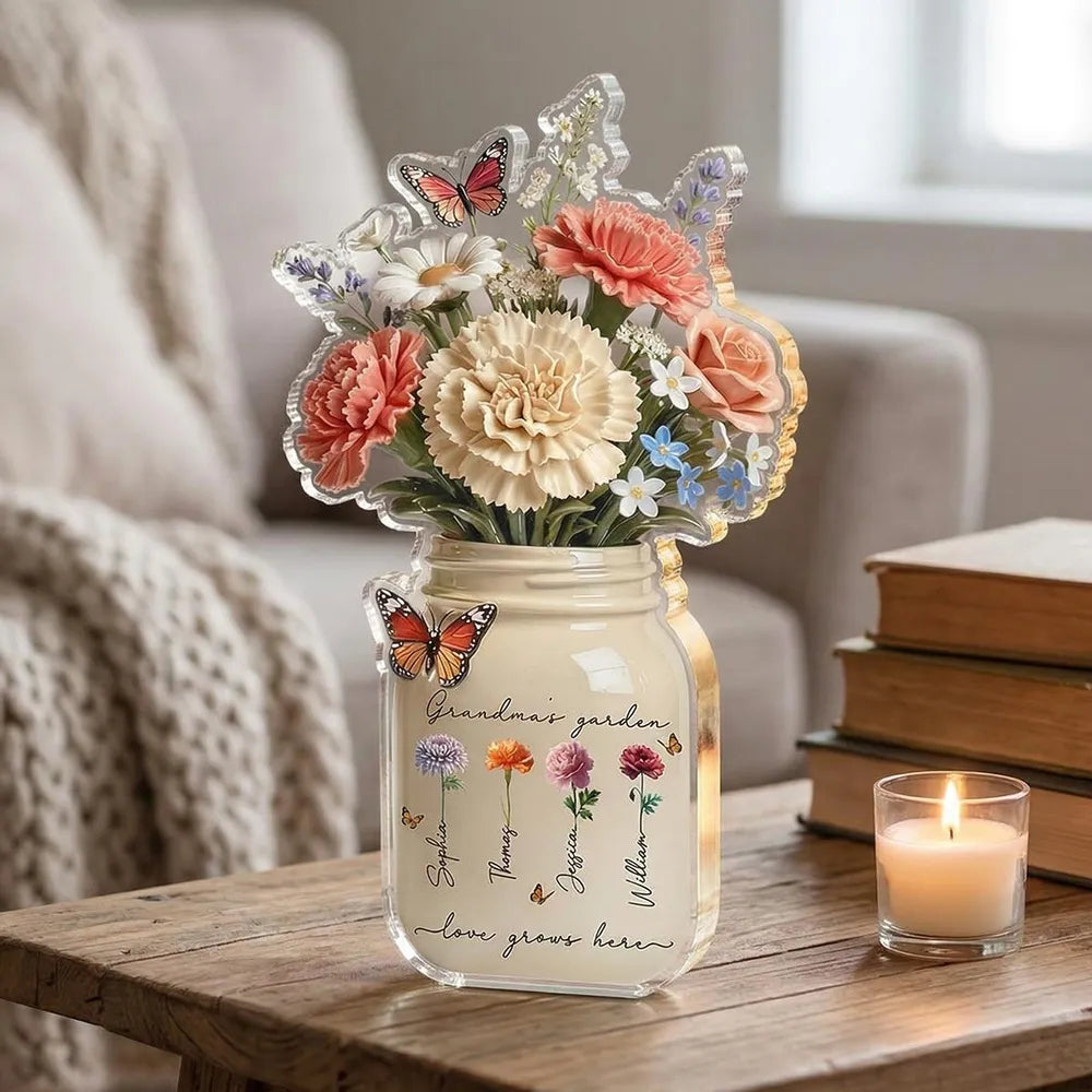 Custom Acrylic Flower Bouquet for Grandma - Personalized Mother's Day Gift Plaque MagicInPrints