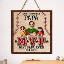 Load image into Gallery viewer, Most Valuable Baseball Dad Personalized Wood Sign Wood Sign PopCulturePrints
