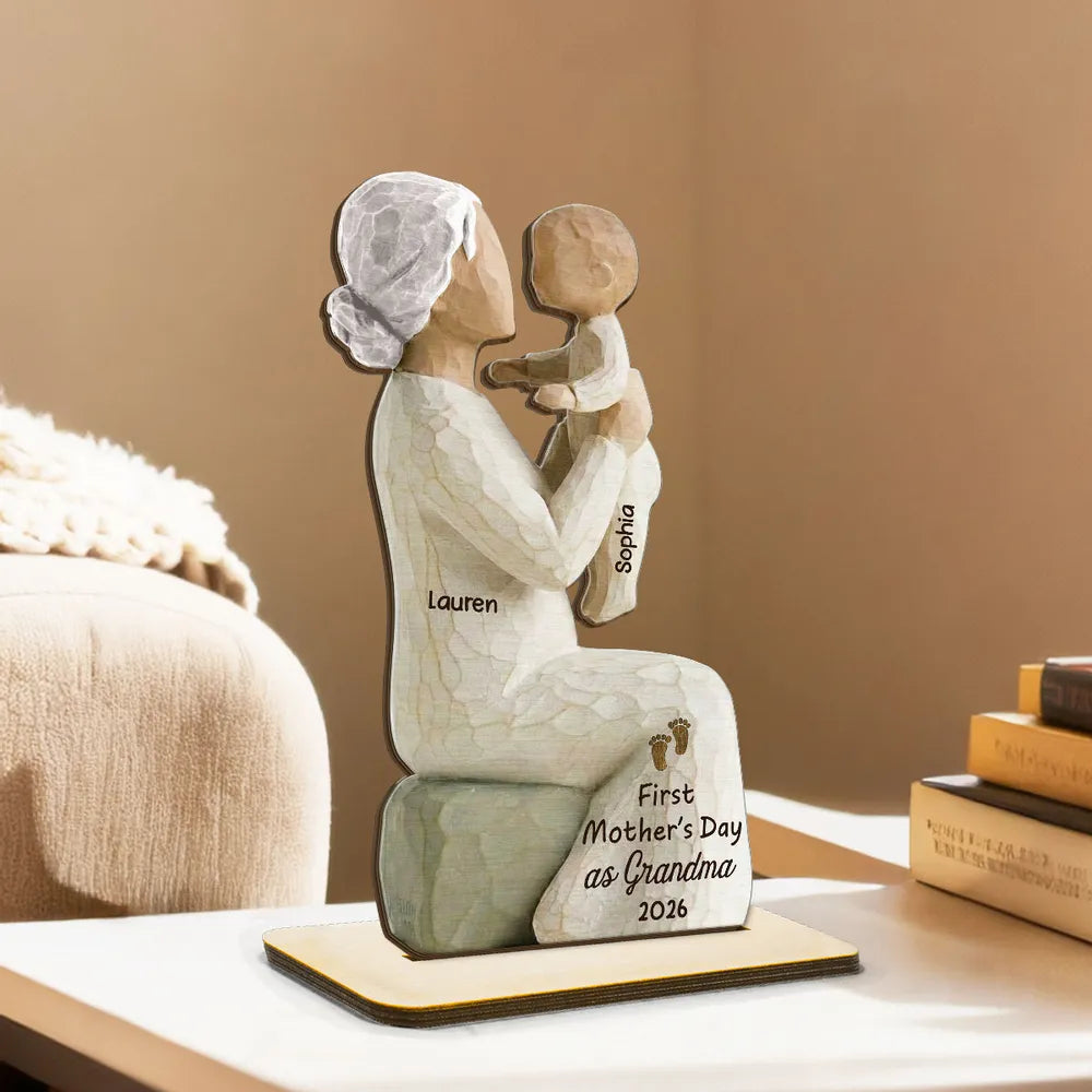 Personalized Wooden Sculpture for Grandma - First Mother's Day Gift 2026 Plaque MagicInPrints