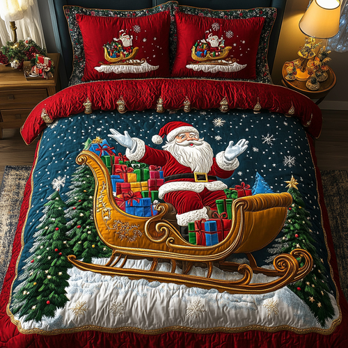 Spread Holiday Cheer – Personalized Quilted Bedding Set – Gift for Families Quilted Bedding Set V2 MagicInPrints