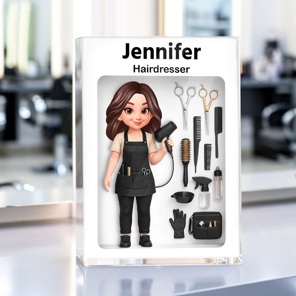 Custom Hairdresser Figurine with Tools for Salon Professionals - Personalized Gift Plaque MagicInPrints