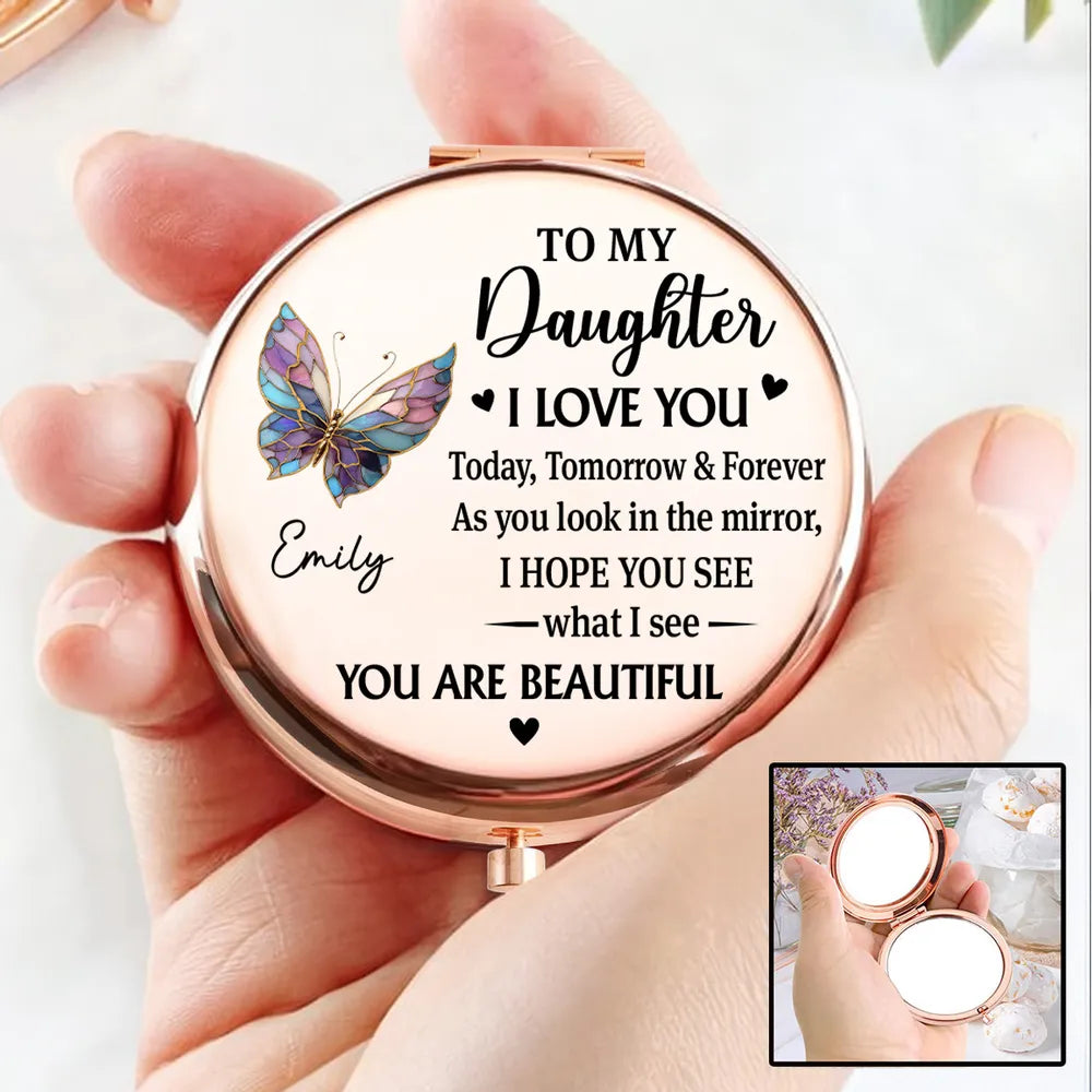Personalized Compact Mirror for Daughter with Sentimental Message - Gift for Special Occasions Beauty Tools MagicInPrints