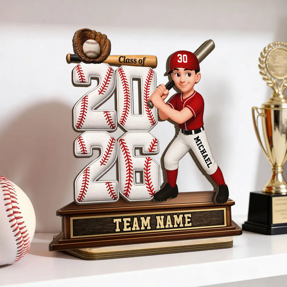 Personalized Baseball Graduation Gift for Class of 2026 - Custom Team Name Display Plaque MagicInPrints