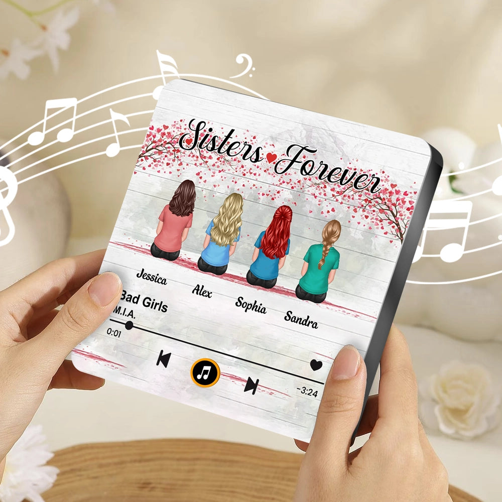 Personalized Music Plaque for Sisters - Sentimental Gift with Custom Names Fridge Magnet MagicInPrints