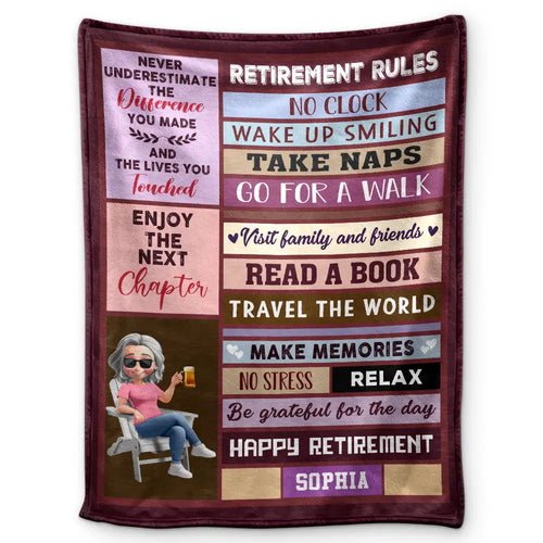 Celebrate New Adventures – Personalized Fleece Blanket – Gift for Retiree Fleece Blanket MagicInPrints