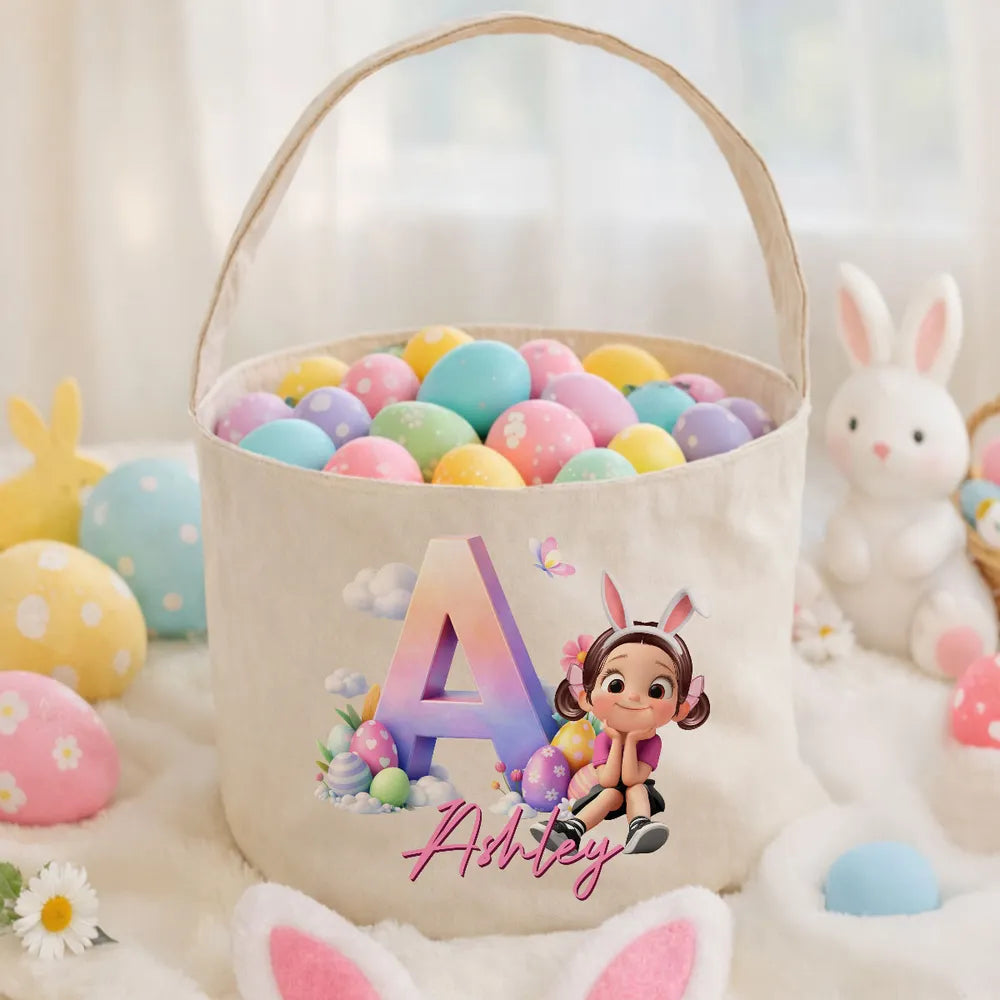 Personalized Easter Basket for Kids with Name and Cartoon Design - Easter Gift Bag MagicInPrints