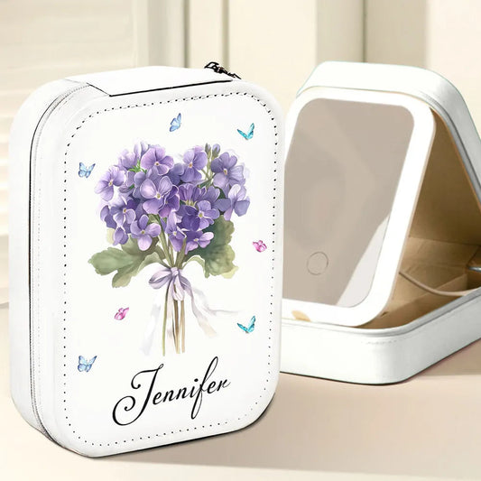 Personalized Jewelry Box for Women with Purple Floral Design - Perfect Gift Beauty Tools MagicInPrints