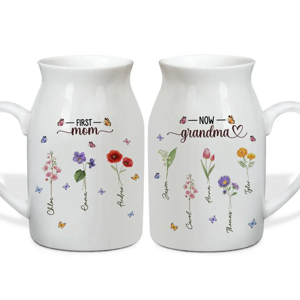 Personalized Ceramic Mug for Mom and Grandma - Floral Design Gift Vase MagicInPrints