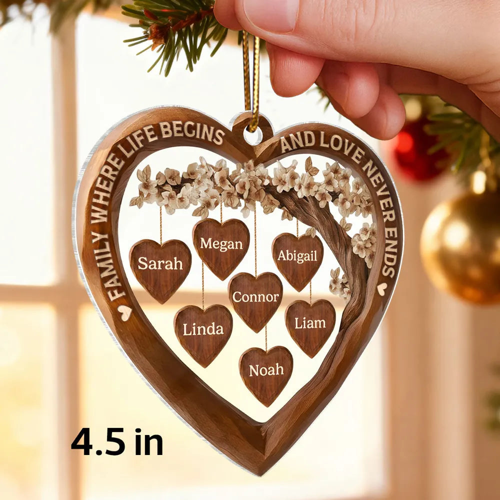 Personalized Heart Tree Family Ornament for Christmas - Custom Names Keepsake Ornament MagicInPrints