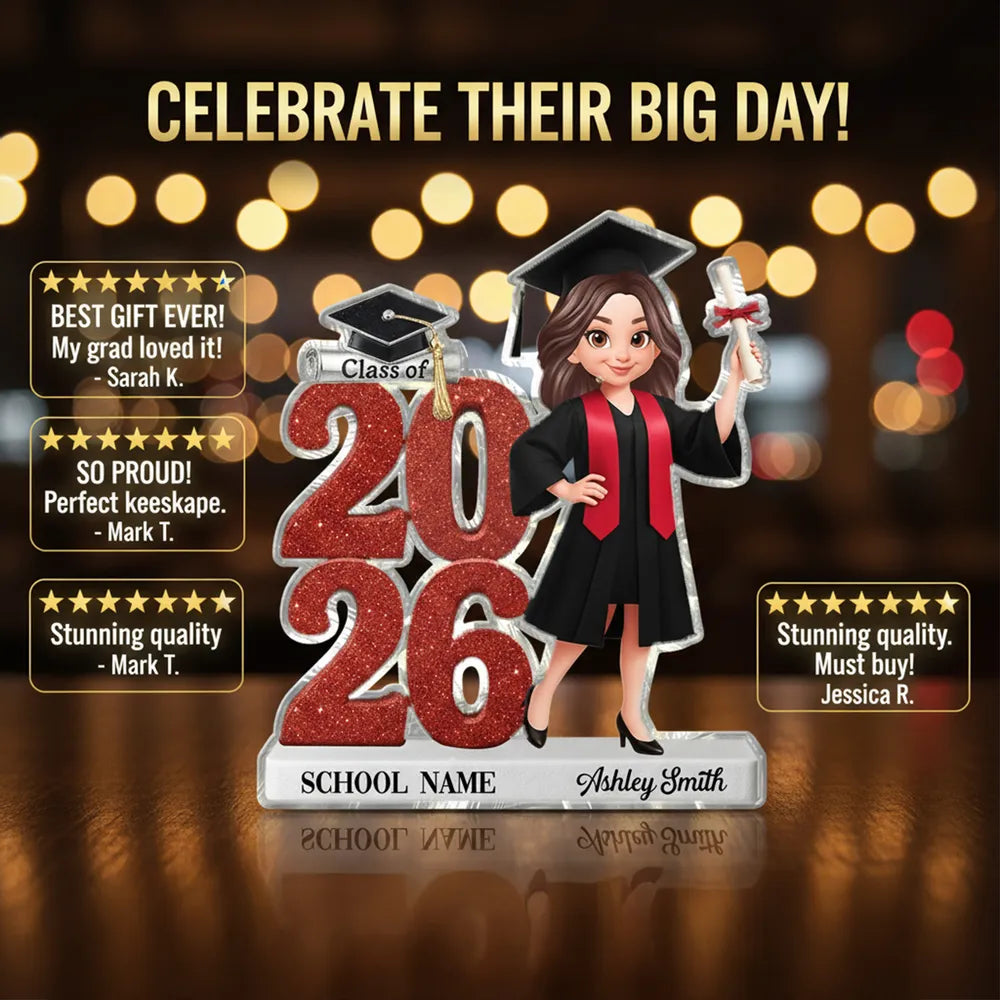 Personalized Graduation Class of 2026 Standee for Students - Custom Name and School Plaque MagicInPrints