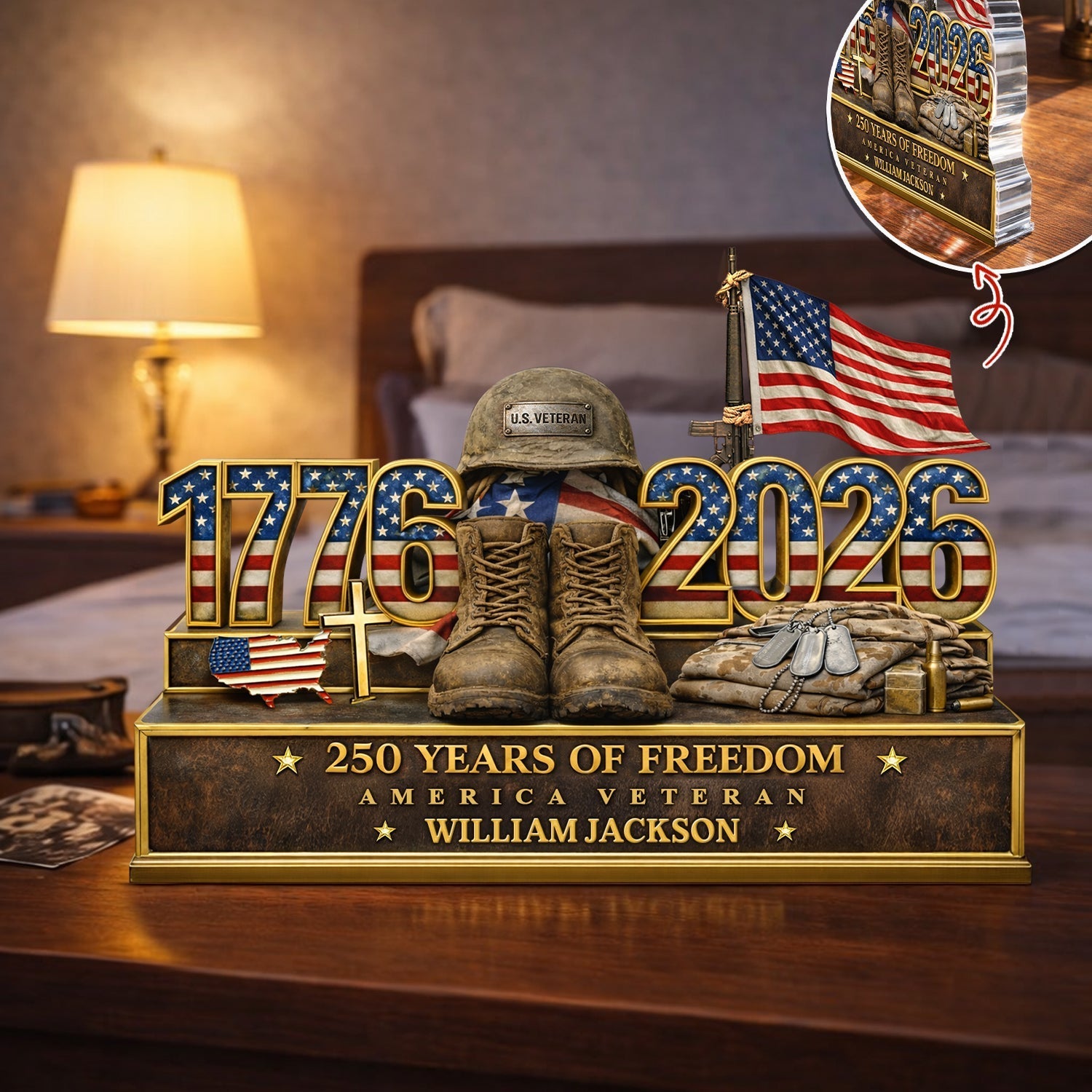 Personalized Military Tribute Plaque for Veterans - 250 Years of Freedom Plaque MagicInPrints
