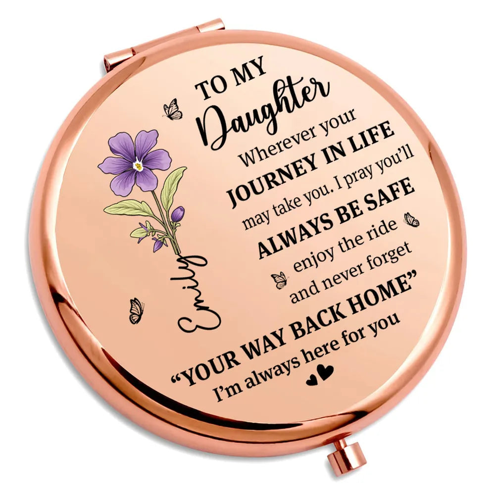 Personalized Compact Mirror for Daughter with Heartfelt Message - Sentimental Gift Beauty Tools MagicInPrints