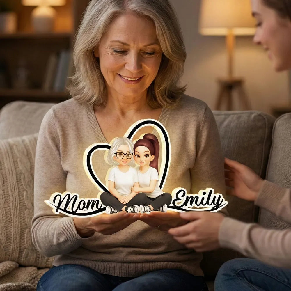 Personalized LED Night Light for Mom and Daughter - Heartwarming Gift Plaque MagicInPrints