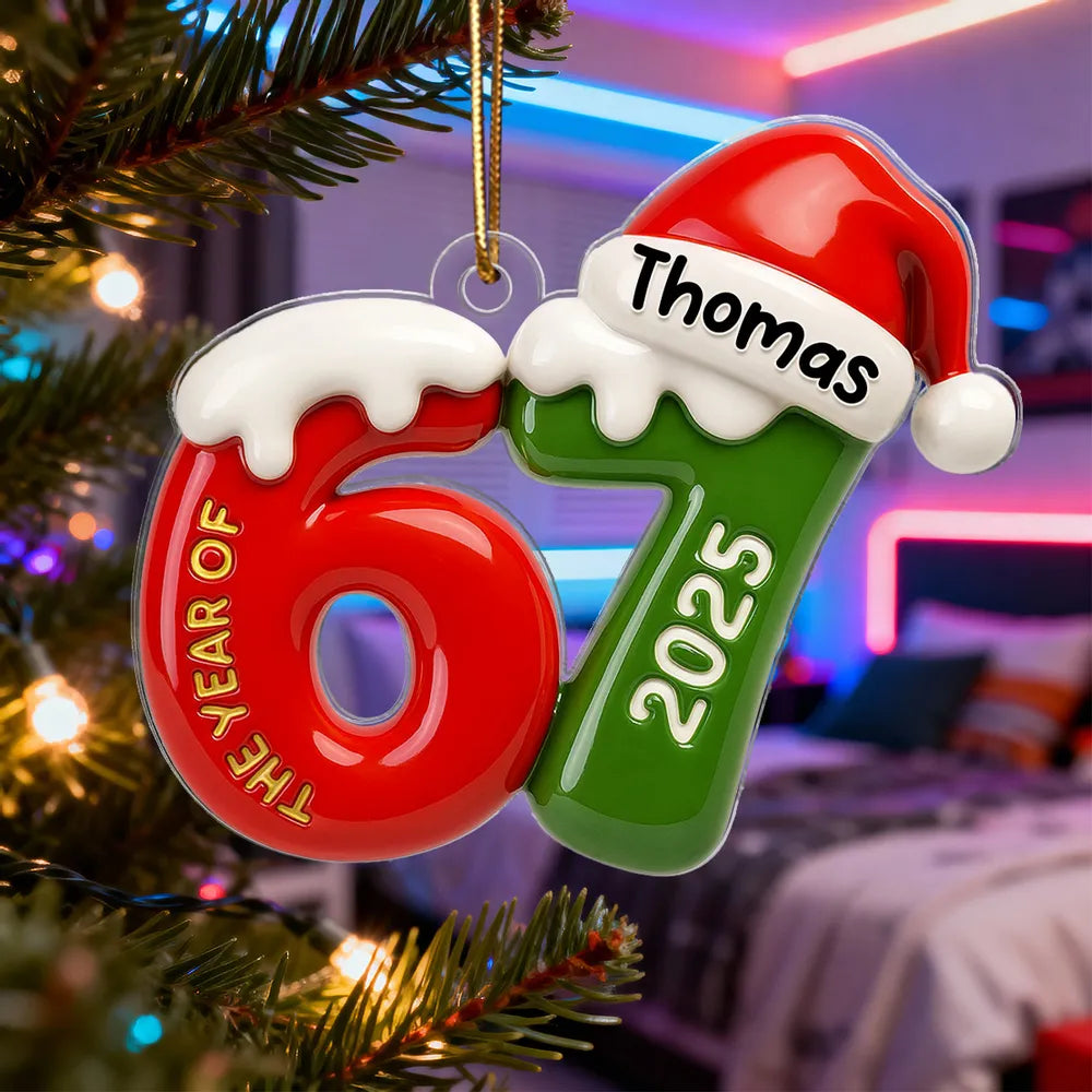 Personalized 2025 Christmas Ornament for 67th Birthday - Festive Holiday Decoration Ornament MagicInPrints