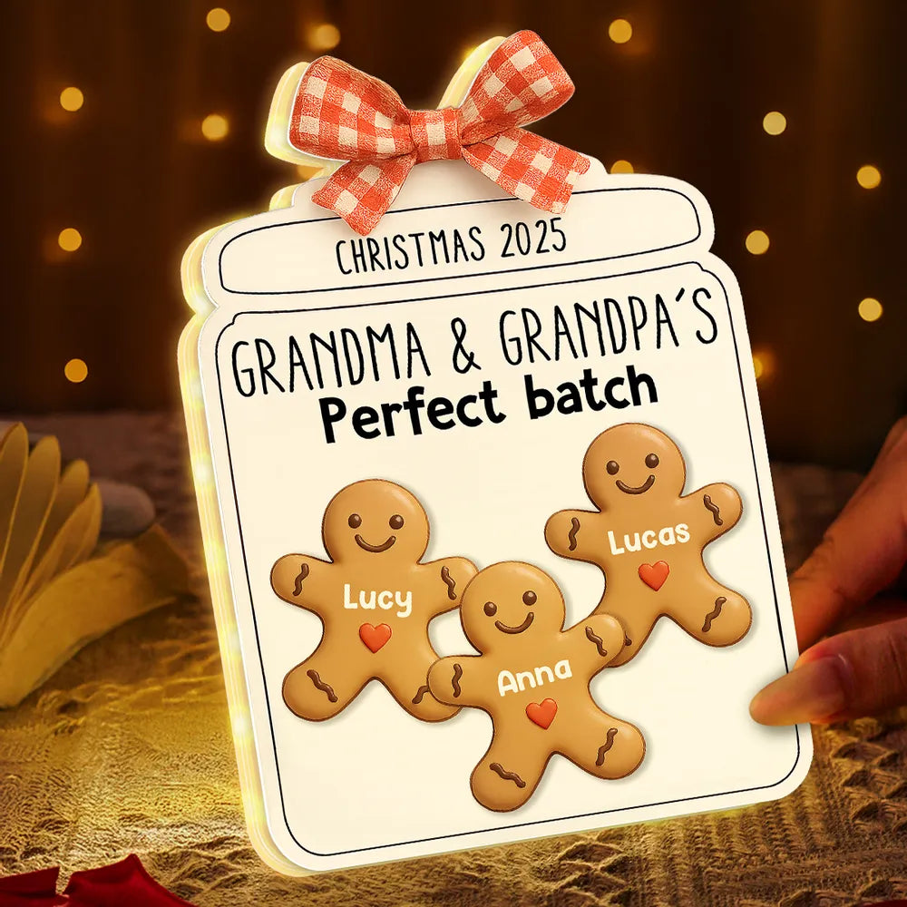 Personalized Gingerbread Family Light Up Sign for Grandparents - Christmas Decoration Plaque MagicInPrints