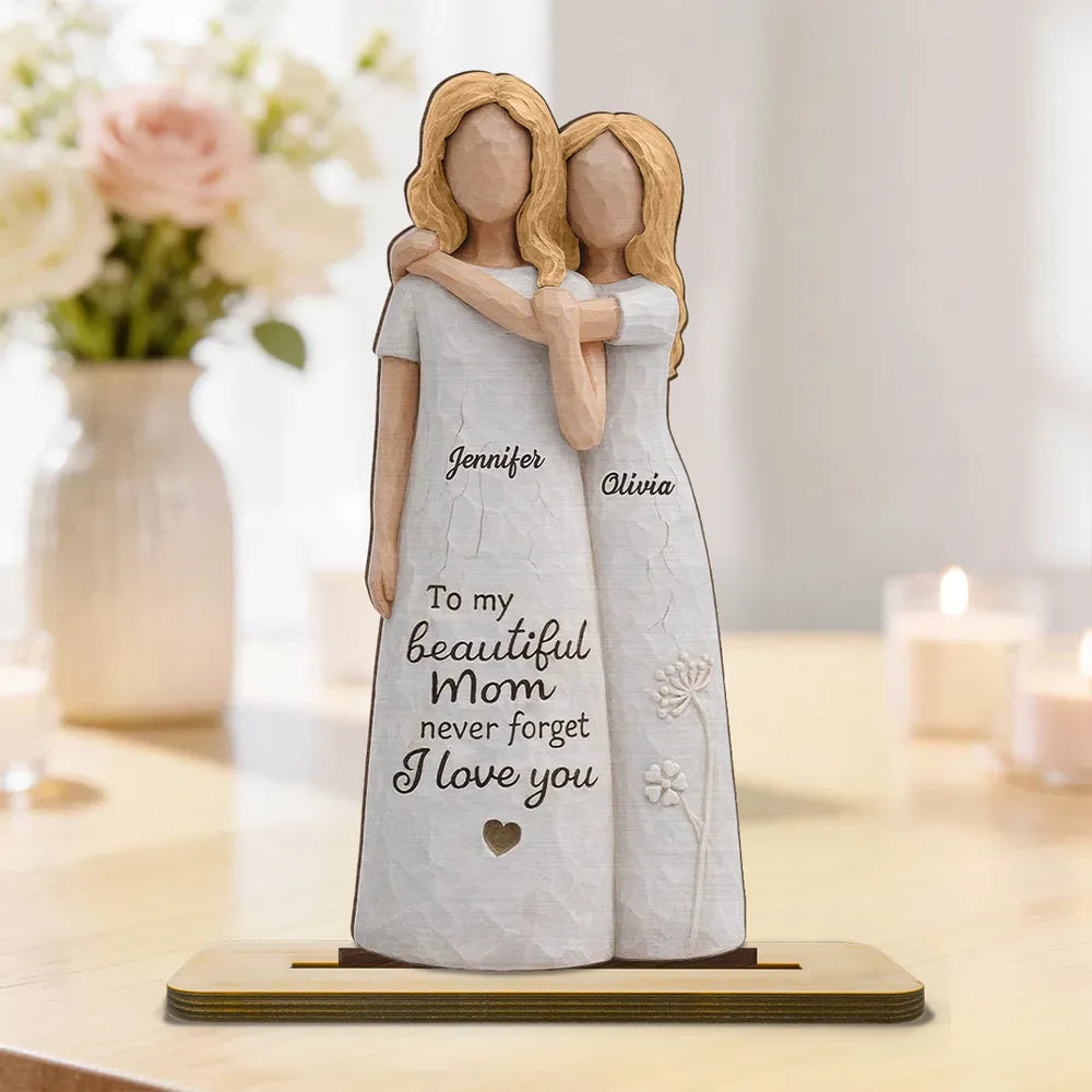 Personalized Wooden Mother Daughter Figurine - Sentimental Gift for Mom Plaque MagicInPrints