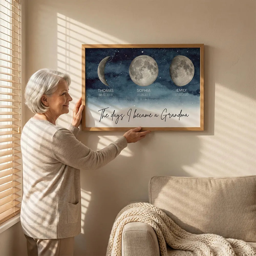 Personalized Moon Phase Print for Grandma - Sentimental Gift Poster or Canvas MagicInPrints