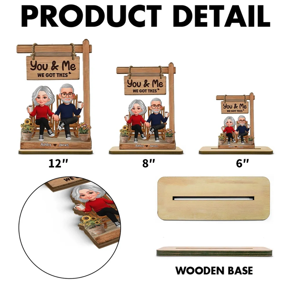 Personalized Couple Figurine Wooden Sign Gift for Seniors - Anniversary or Home Decor Plaque MagicInPrints