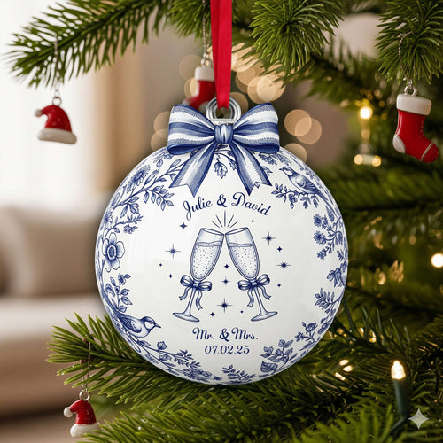 Celebrate Your Love: Personalized Happily Engaged Couple Ornament - Unique Gift for Couples Ornament MagicInPrints