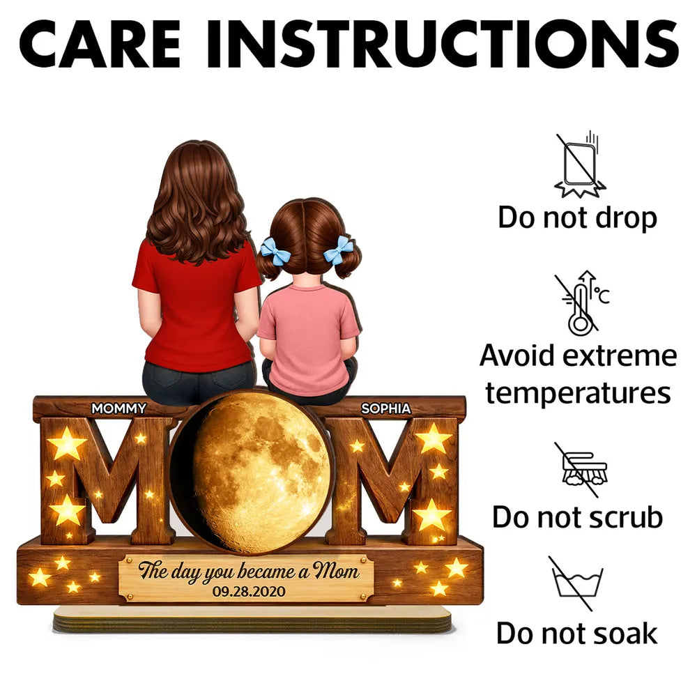 Personalized Mother-Daughter Wooden Plaque with Moon - Mother's Day Gift Plaque MagicInPrints