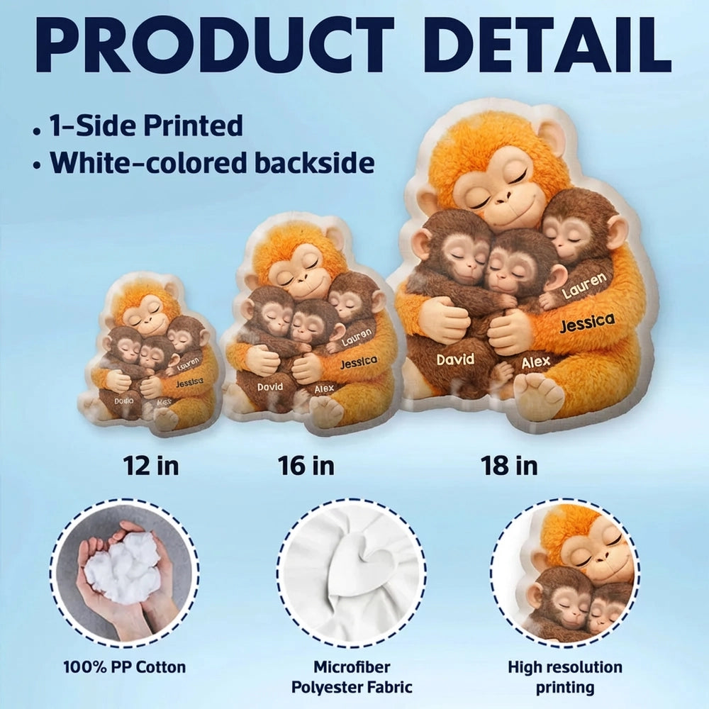 Personalized Monkey Hug Pillow for Mom and Child - Sentimental Gift Pillow MagicInPrints
