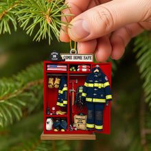 Load image into Gallery viewer, Come Home Safe - Personalized Firefighter Locker Acrylic Ornament Ornament MagicInPrints
