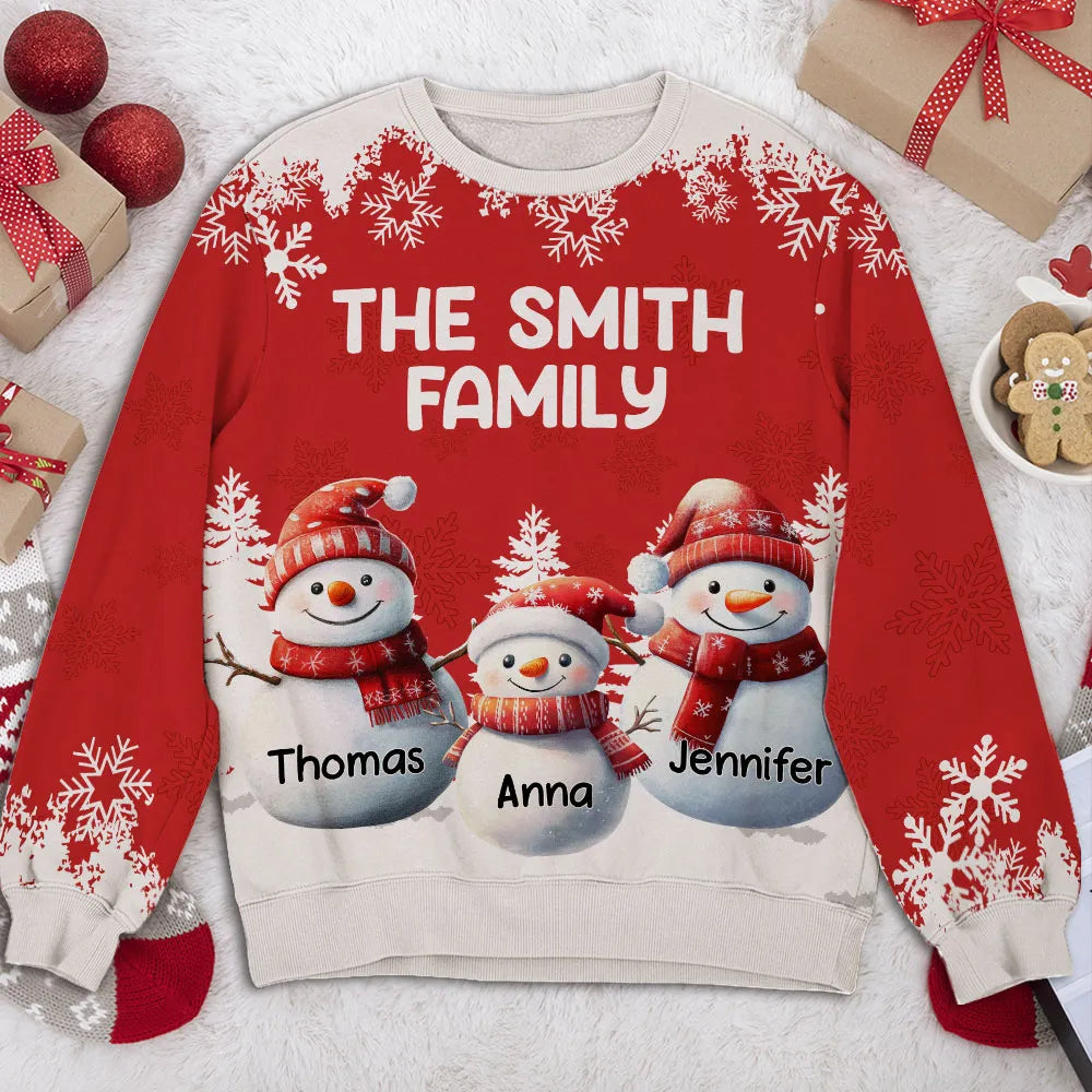 Custom Family Christmas Sweatshirt for Kids & Adults - Personalized Snowman Design Cloth MagicInPrints