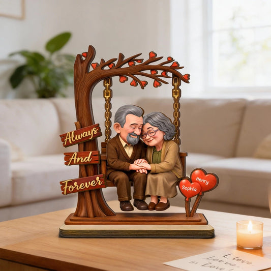 Personalized Couple Figurine for Seniors - Always and Forever Anniversary Gift Plaque MagicInPrints