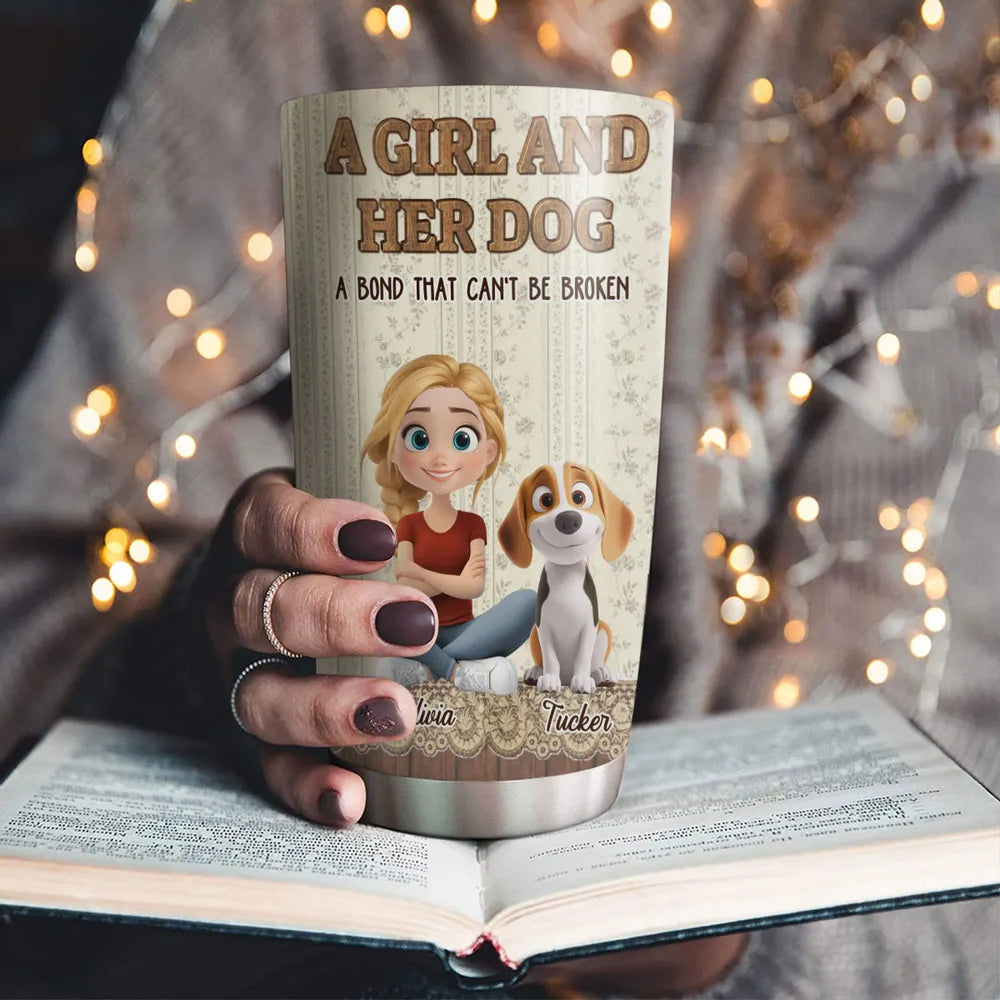 Personalized Girl and Dog Tumbler for Pet Lovers - Sentimental Gift Cup MagicInPrints