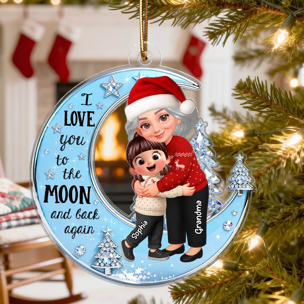 Personalized Christmas Ornament for Grandma and Child - I Love You to the Moon and Back Ornament MagicInPrints