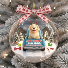 Load image into Gallery viewer, Merry Woofmas: Celebrate with Your Furry Overlord - Personalized Ornament for Dog Lovers Ornament PopCulturePrints
