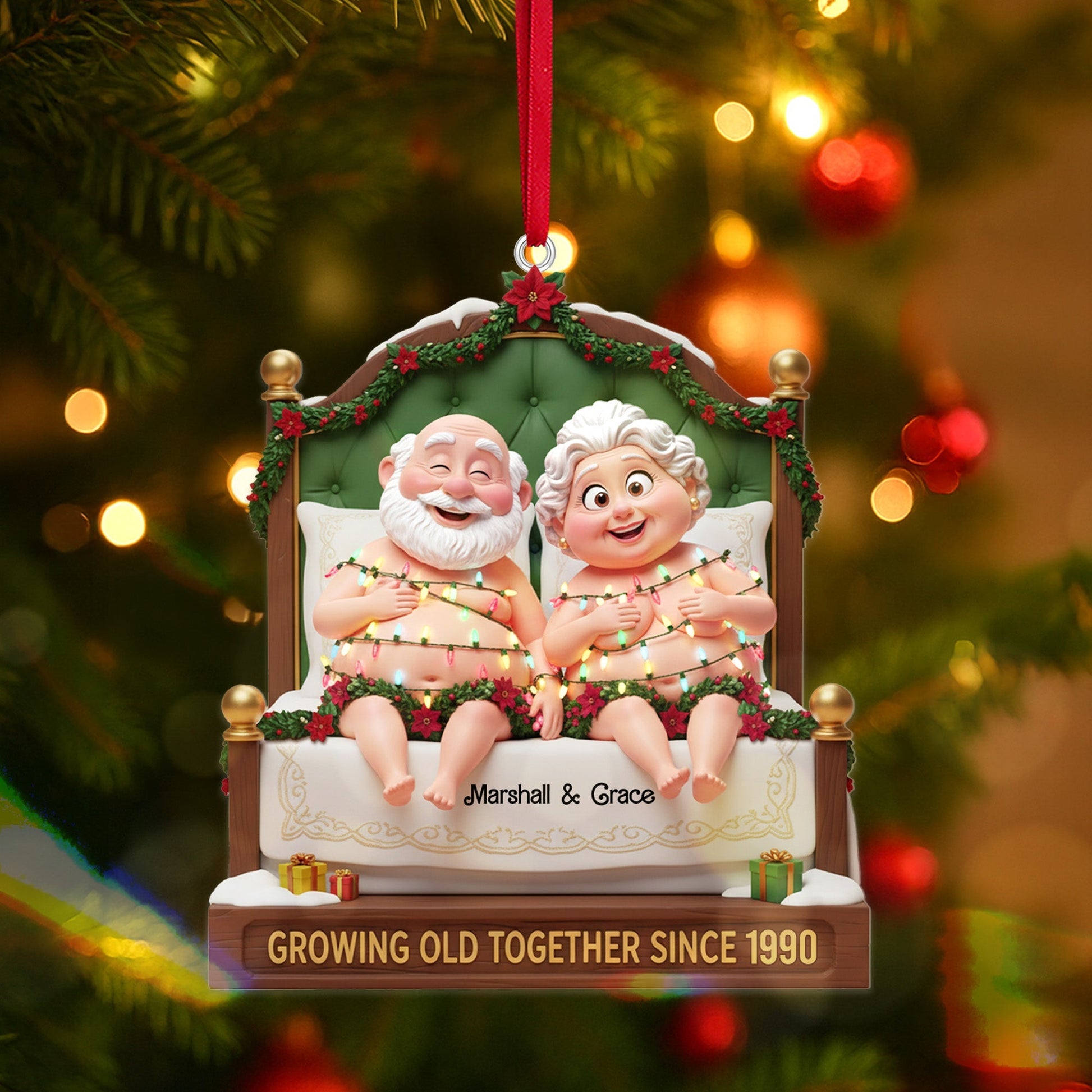Personalized Gifts For Christmas, Lovely Old Couple Acrylic Ornament Ornament MagicInPrints