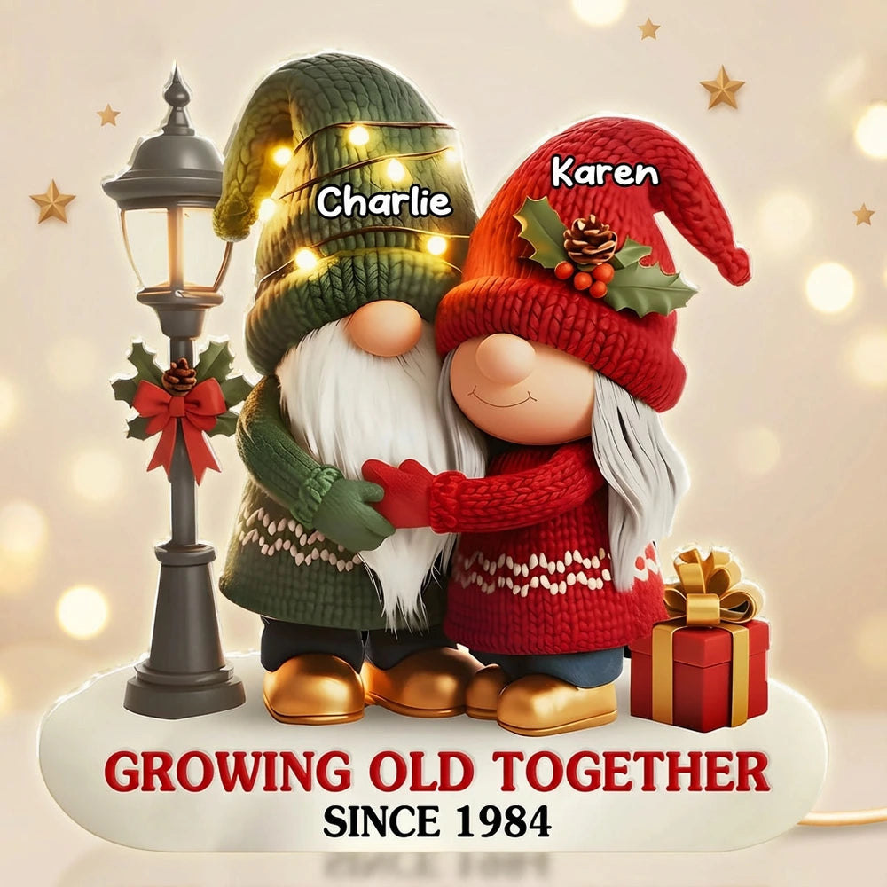 Personalized Couple Gnome Figurine with Names - Romantic Anniversary Gift Plaque MagicInPrints