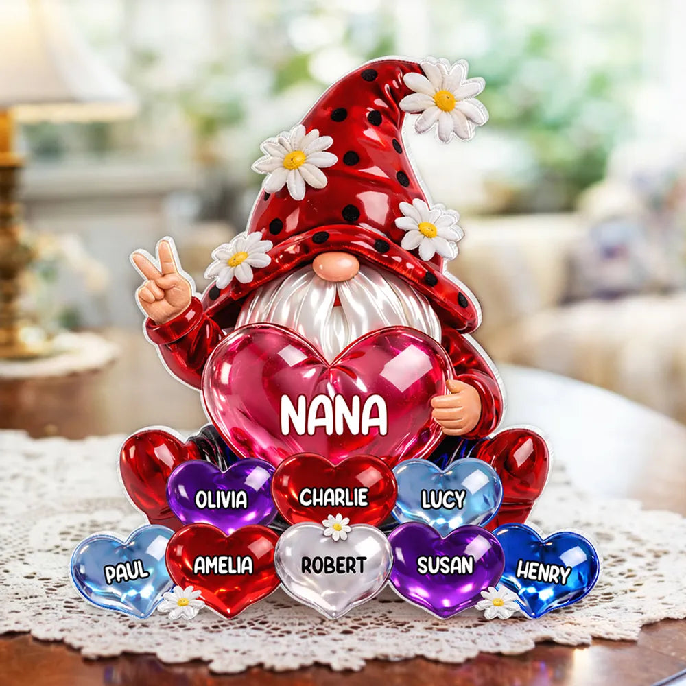 Personalized Gnome Heart Ornament for Nana - Family Keepsake Gift Plaque MagicInPrints