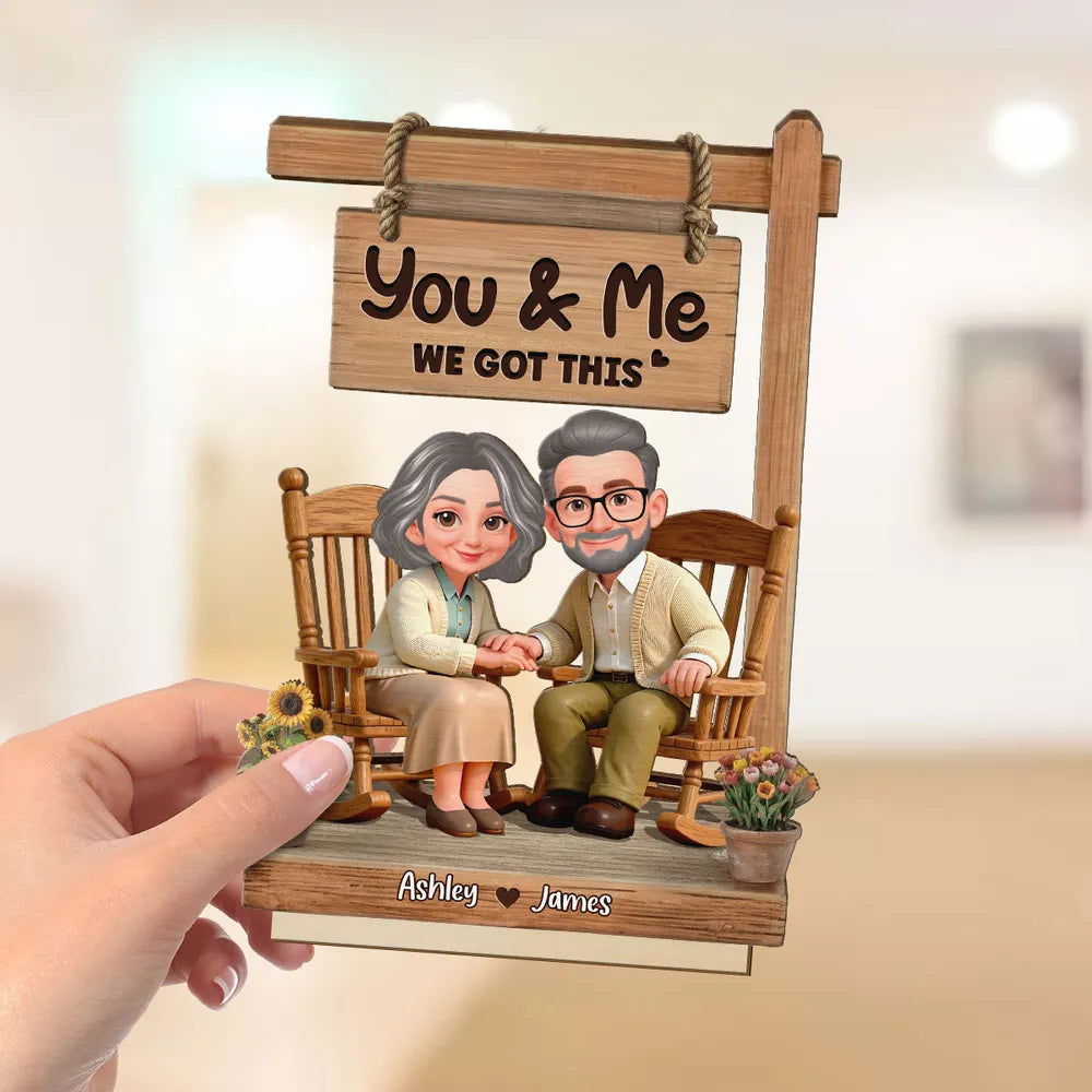 Personalized Wooden Couple Figurine for Seniors - Anniversary Gift Plaque MagicInPrints