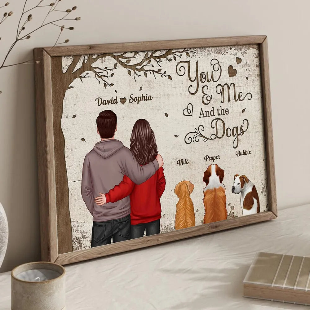 Personalized Couple and Dogs Canvas Print - Romantic Home Decor Gift Poster or Canvas MagicInPrints