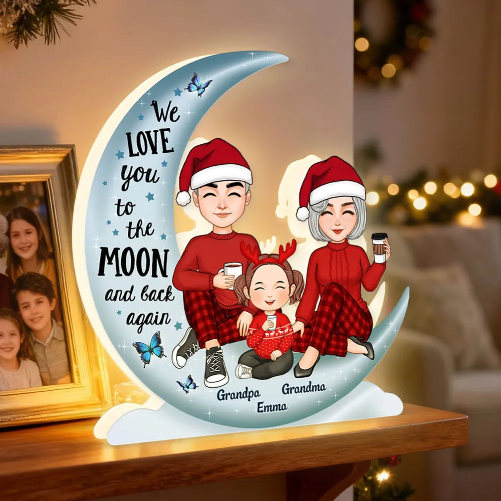 Personalized Christmas Family Moon Lamp for Grandparents - Holiday Gift Plaque MagicInPrints