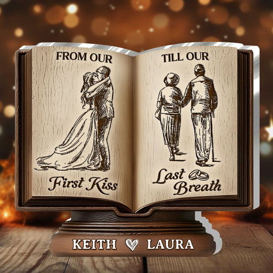 Personalized Wooden Book Sculpture for Couples - Romantic Anniversary Gift Plaque MagicInPrints