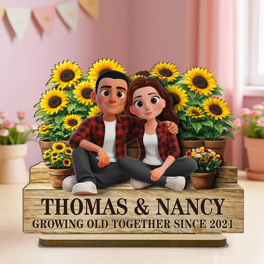 Personalized Couple Figurine with Sunflowers - Anniversary Gift for Couples Plaque MagicInPrints