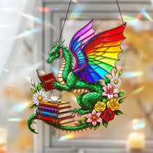 Load image into Gallery viewer, &quot;Let Your Imagination Soar&quot; - Book Dragon Suncatcher - Personalized Gift for Book Lovers Ornament MagicInPrints
