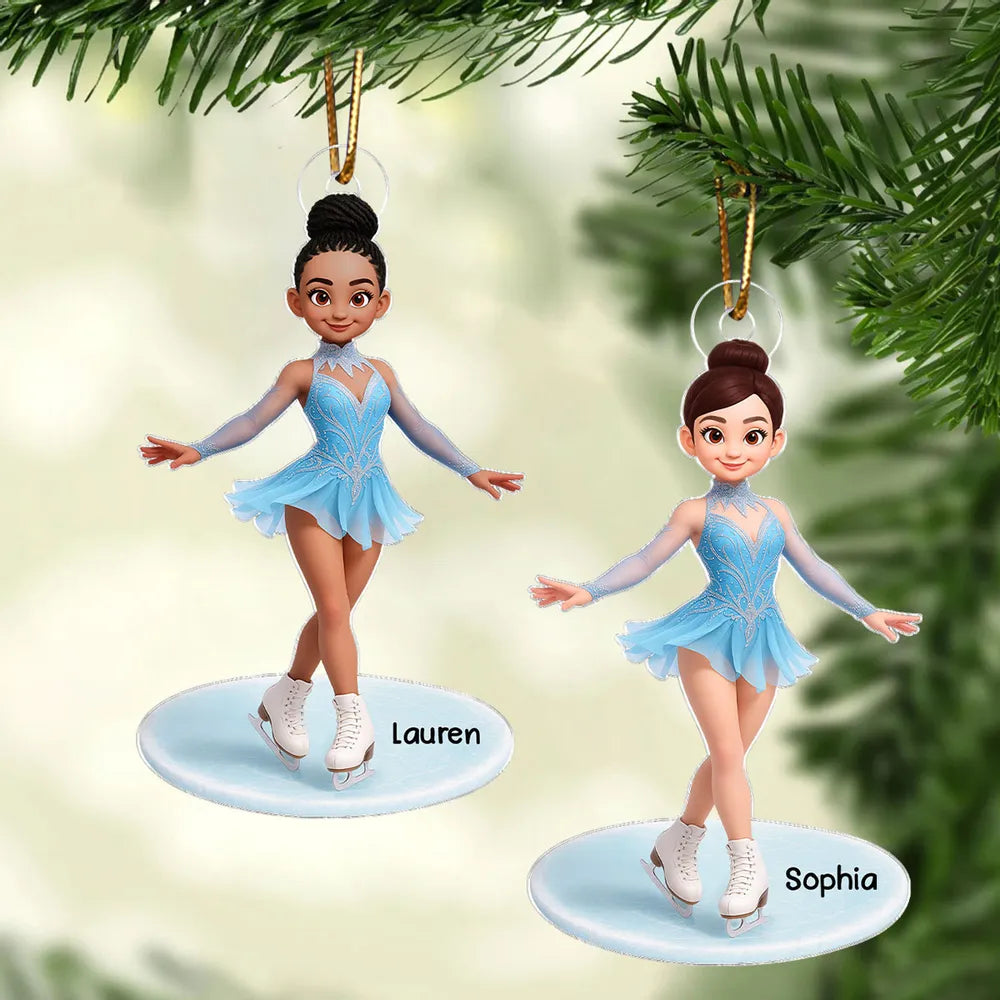 Personalized Ice Skater Christmas Ornament for Kids - Holiday Decoration Ornament MagicInPrints