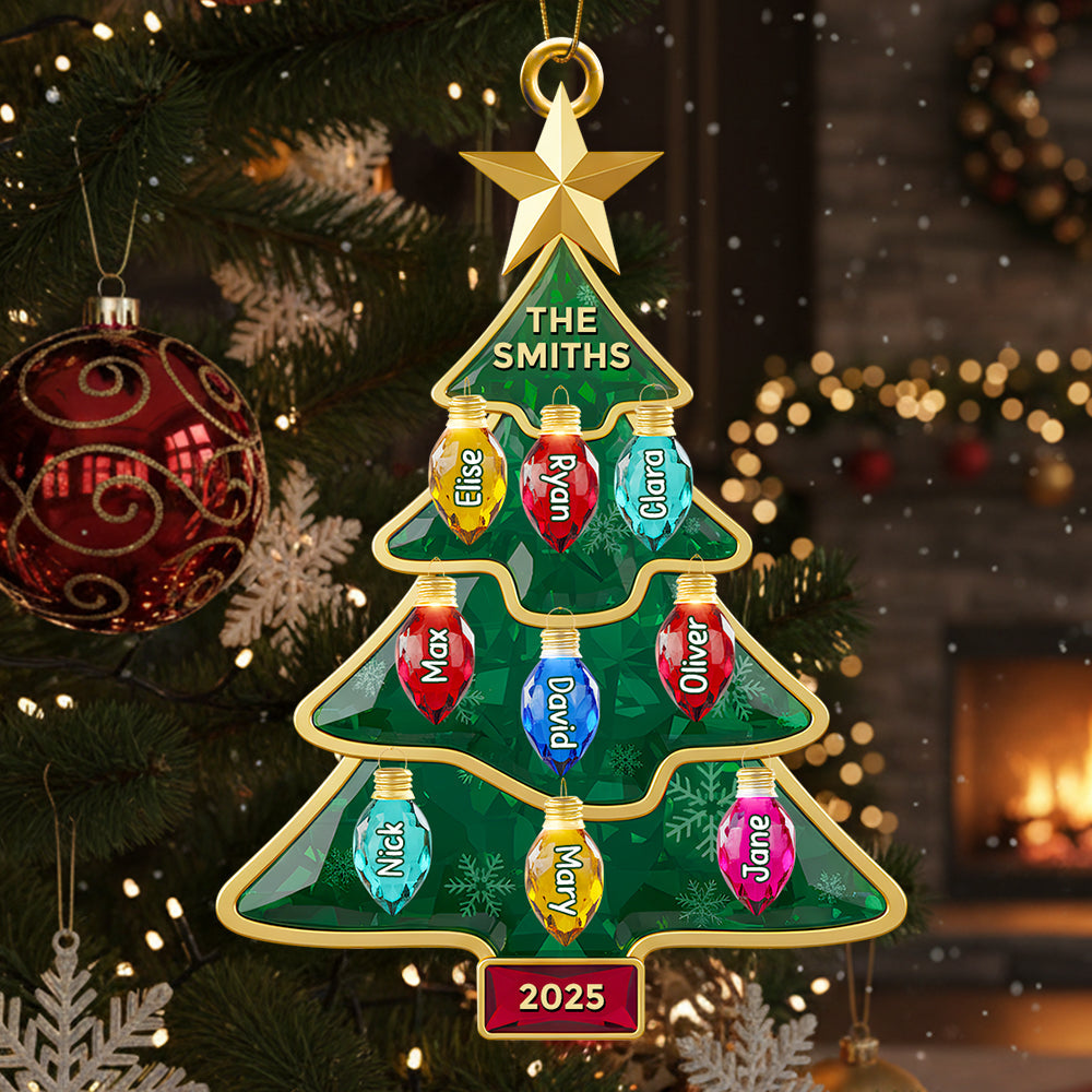 Celebrate Family Unity: Personalized Family Light-Up Christmas Tree Ornament Ornament MagicInPrints