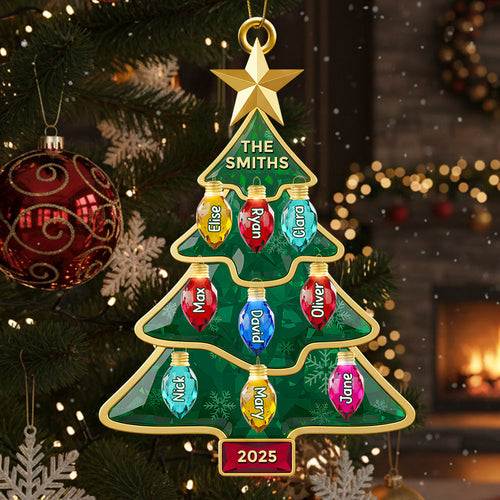 Celebrate Family Unity: Personalized Family Light-Up Christmas Tree Ornament Ornament MagicInPrints