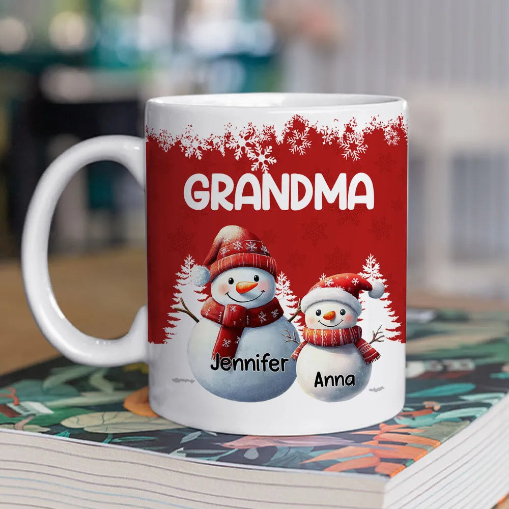 Personalized Snowman Family Mug for Grandma - Christmas Gift Cup MagicInPrints