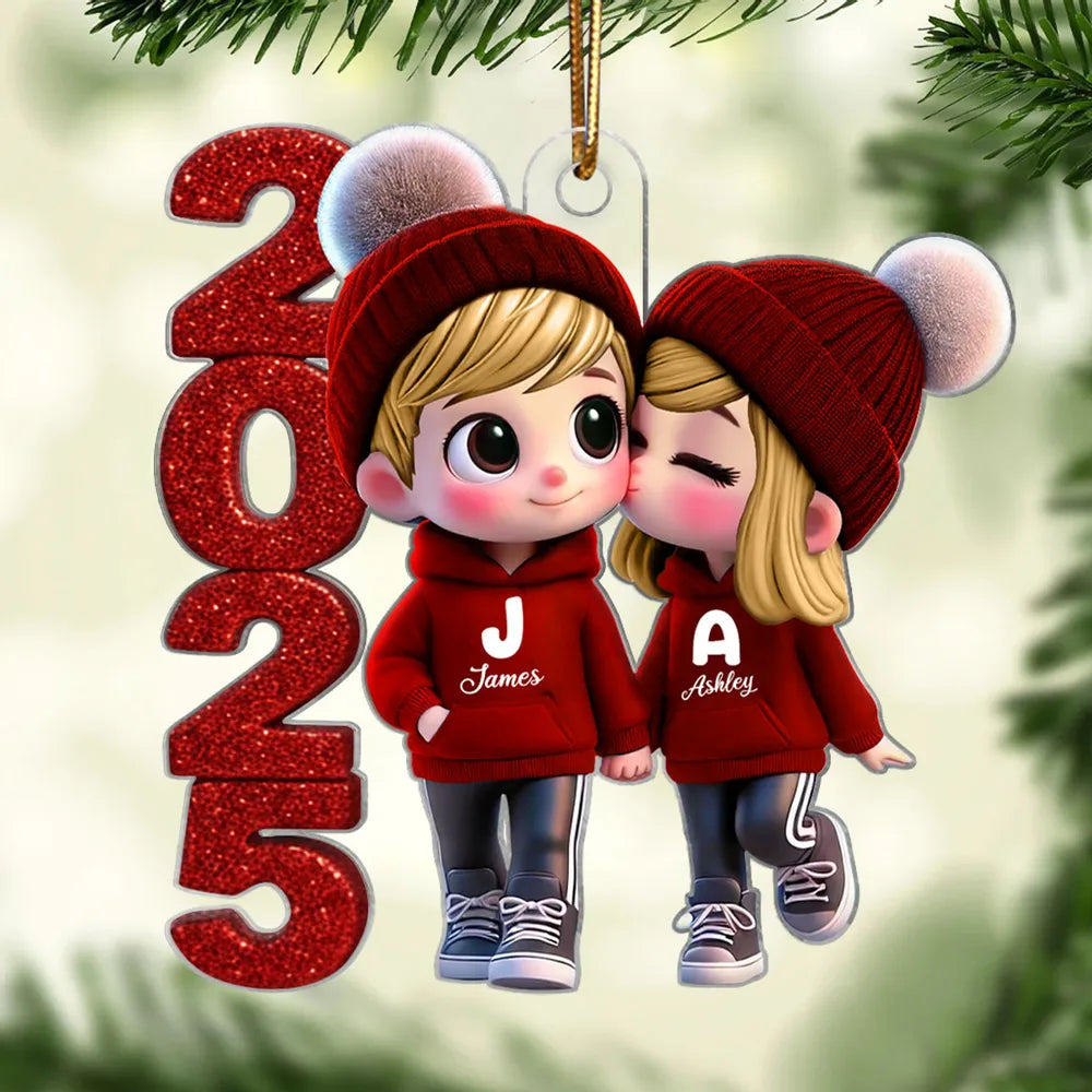 Personalized Couple Ornament 2025 - Custom Names Christmas Gift Ornament MagicInPrints