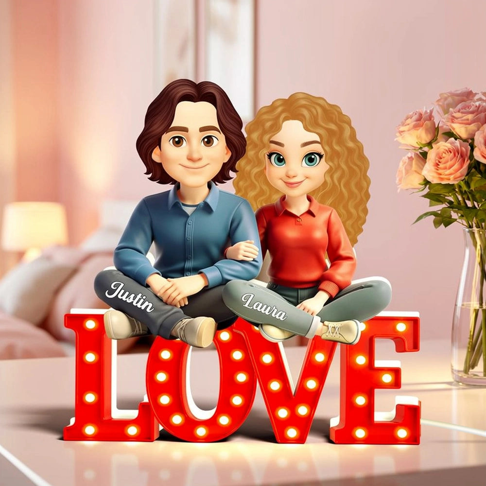 Custom Couple Figurine Love Sign for Romantic Gift - Personalized Home Decor Plaque MagicInPrints