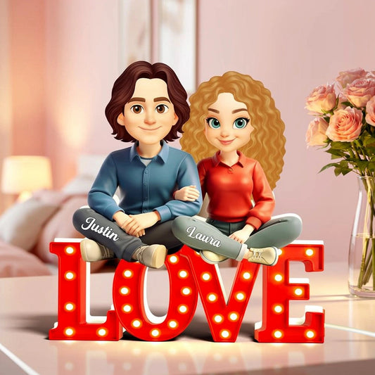 Custom Couple Figurine Love Sign for Romantic Gift - Personalized Home Decor Plaque MagicInPrints