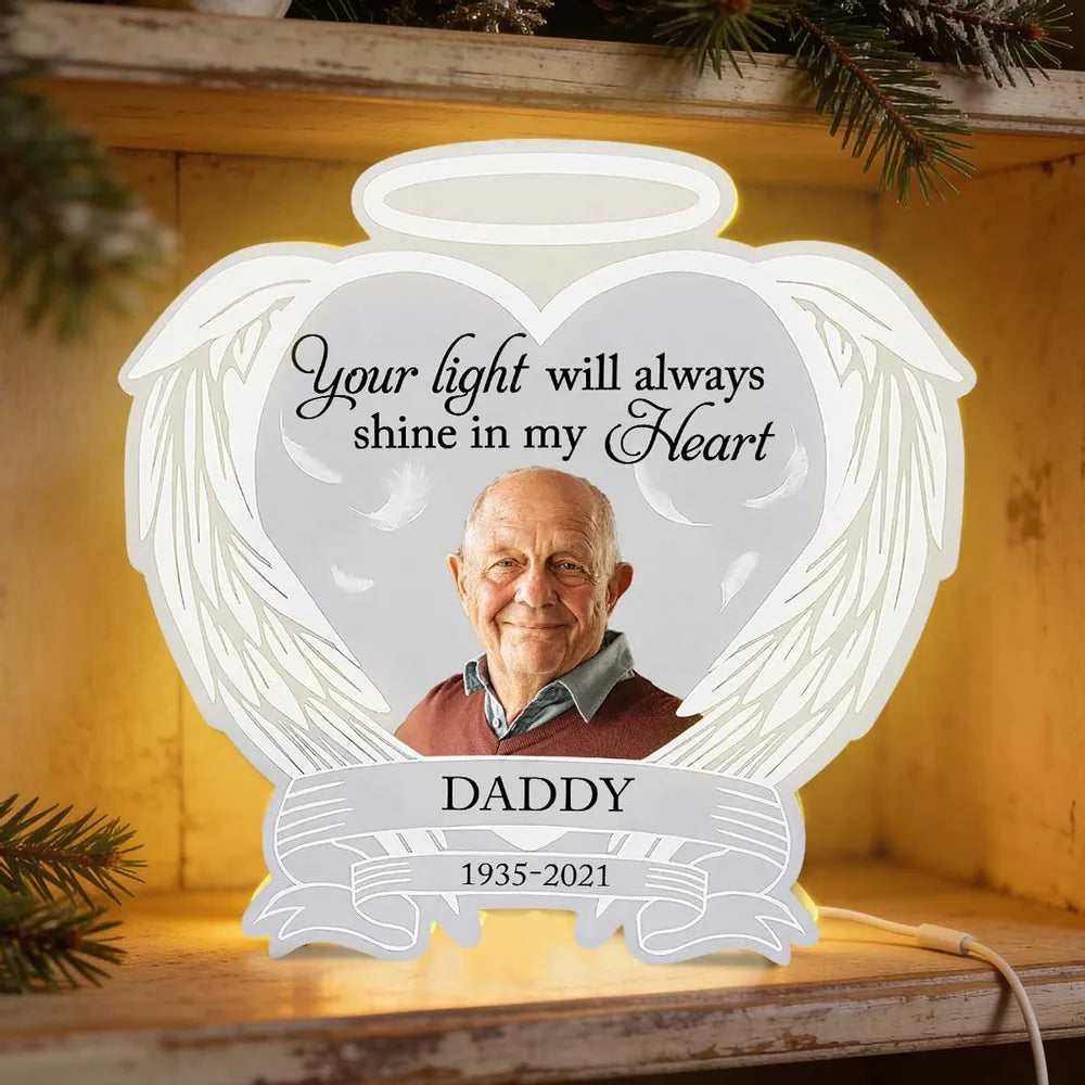 Personalized Memorial LED Light for Dad - Sentimental Remembrance Gift Plaque MagicInPrints