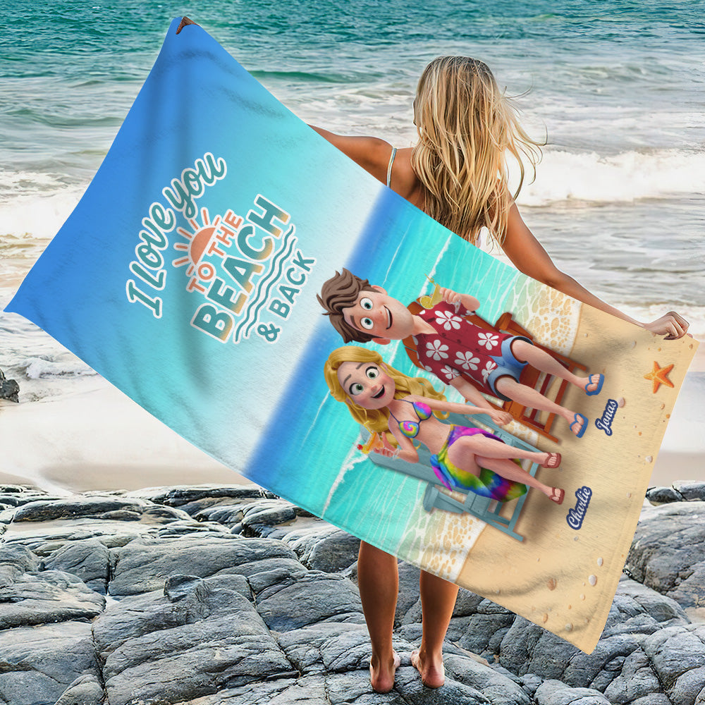 I Love You to the Beach & Back - Personalized Summer Couple Beach Towel Beach Towel MagicInPrints